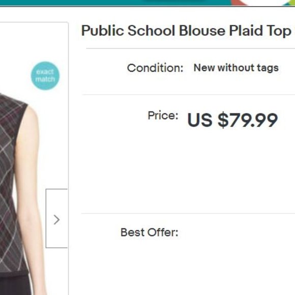 Public School Wore on TV Plaid Print Crew Neck Sleeveless Top Hollywood Preppy - Picture 9 of 9